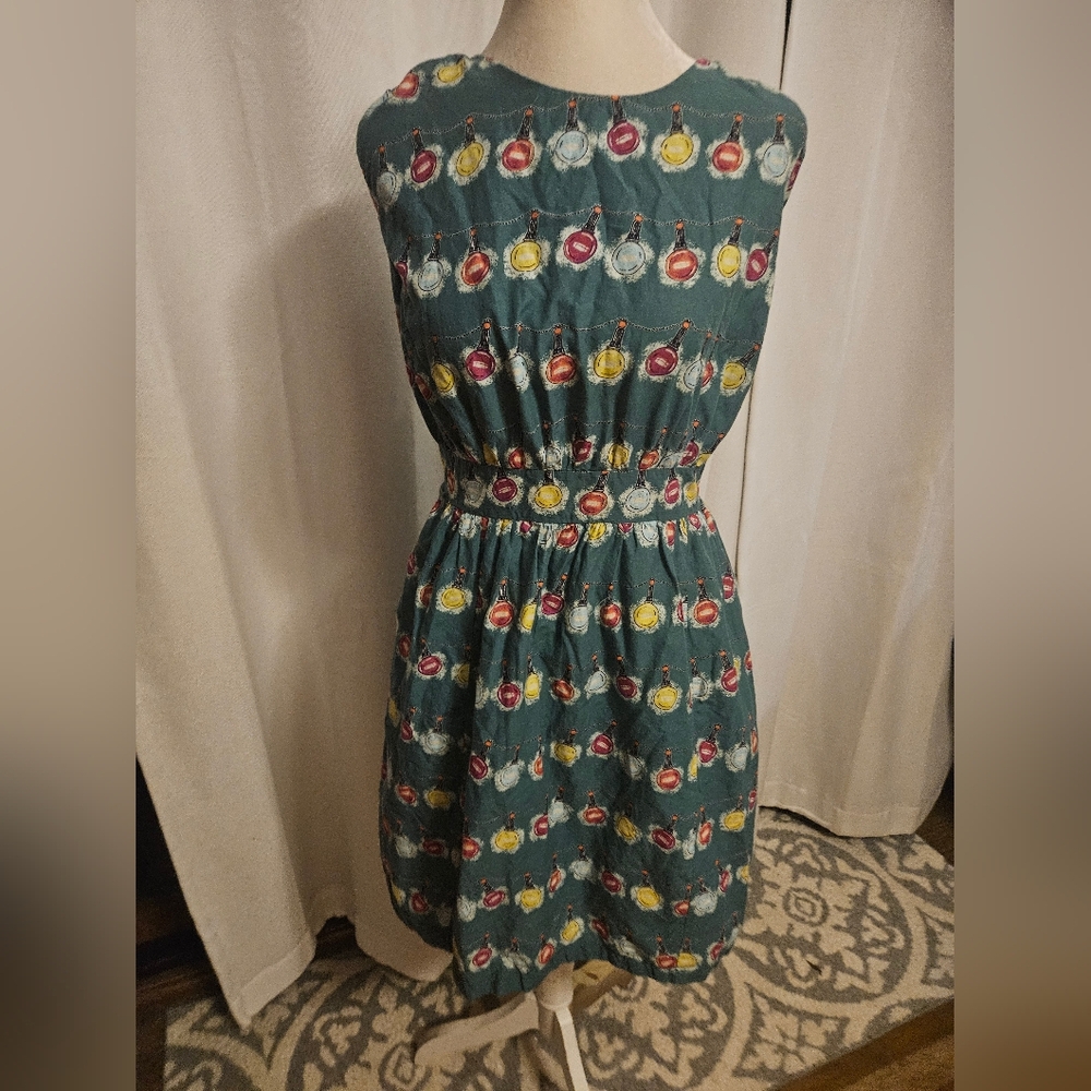 Emily And Fin Teal Fit-and-Flare Dress Ornament Christmas Tree Print 1X